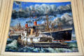 Ocean Liner Washington passes Calumet in New York harbor on mural by Reginald Marsh in U.S. Custom House Rotunda. New York, NY.
