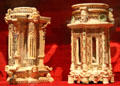Pair of earthenware Saltcellars with symbols of King François I from France at Morgan Library. New York City, NY.