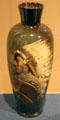 Earthenware vase with Indian face by Grace Young made by Rookwood Pottery Co., Cincinnati, OH at Brooklyn Museum. Brooklyn, NY.