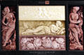 Earthenware art tiles by Isaac Broome made by Beaver Falls Art Tile Co., PA at Brooklyn Museum. Brooklyn, NY.