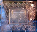 Pressed glass Harrison & Morton plate at Brooklyn Museum. Brooklyn, NY.