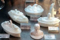 Pressed milk glass American symbols at Brooklyn Museum. Brooklyn, NY.