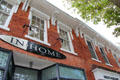 Italianate eaves of historic brick building. Sag Harbor, NY.