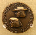 Boone & Crockett medallion for club under its first president Teddy Roosevelt which worked to expand Yellowstone & other National Parks & to preserve American bison at Old Orchard Museum at Sagamore Hill NHS. Cove Neck, NY.