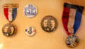 William McKinley for President & Roosevelt for VP campaign buttons at Old Orchard Museum at Sagamore Hill NHS. Cove Neck, NY.