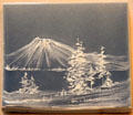 Earthenware tile painted with mountain by Sara Sax of Rookwood Pottery Co. of Cincinnati at Cincinnati Art Museum. Cincinnati, OH.