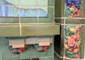 Detail of tile chimney surround by John Hamilton Delaney Wareham of Rookwood Pottery Co. of Cincinnati at Cincinnati Art Museum. Cincinnati, OH.