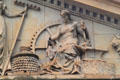 Pediment of Stark County Courthouse with detail of industry. Canton, OH.