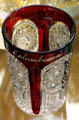 Heisey beaded panel & sunburst tumbler with ruby stain marked Columbiana at National Heisey Glass Museum. Newark, OH