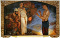 Painting of ancients blowing glass by Gustaf Tenggren at National Heisey Glass Museum. Newark, OH.