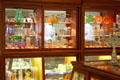 Colored Heisey glass at National Heisey Glass Museum. Newark, OH.