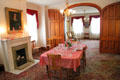 Dining room set with Heisey glass tableware at National Heisey Glass Museum. Newark, OH.