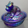 Degenhart glass dog candy dish at Degenhart Paperweight & Glass Museum. Cambridge, OH