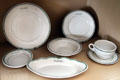 Tableware for St. James church by Ohio Pottery Co. of Zanesville at Stone Academy Museum. Zanesville, OH.