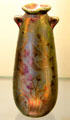 Sicardo vase with iridescent colors by Sicard Weller of S.A. Weller Pottery Co. at Mathews House Museum. Zanesville, OH.