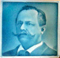 Presidential candidate Arthur Sewall on tile by American Encaustic Tiling Co. at Mathews House Museum. Zanesville, OH.