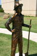 Monument to Civilian Conservation Corp which provided jobs during the Great Depression outside Oklahoma History Center. Oklahoma City, OK.