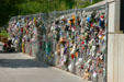 Memorial fence with objects left in memory of bombing victims at Oklahoma City National Memorial. Oklahoma City, OK