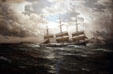 Ships that Pass in the Night lithograph by Hugo Schnars-Alquist at Columbia River Maritime Museum. Astoria, OR.