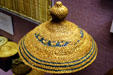 Woven Clatsop rain hat at Fort Clatsop museum. Astoria, OR.