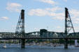 Lift section of Hawthorne Bridge over Willamette River. Portland, OR