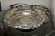 Silver Art Nouveau fruit tray with handle at Tillamook Pioneer Museum. Tillamook, OR.