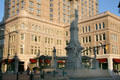 Lancaster Civil War Monument against Watt & Shand Department Store. Lancaster, PA.