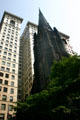 Oliver Building behind Trinity Episcopal Cathedral spire. Pittsburgh, PA.