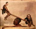 Lincoln Douglas debate on slavery panel detail of Abraham Lincoln, Rail Splitter painting by David Gilmour Blythe at Carnegie Museum of Art. Pittsburgh, PA.