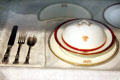 William K. Vanderbilt's crest on formal dinner service at Marble House. Newport, RI.