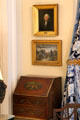 Portrait of George Washington by Jane Steward over painted drop-front desk at Chepstow. Newport, RI.