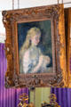 Young blonde girl sewing painting by Pierre-Auguste Renoir at Rough Point. Newport, RI.