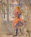 Child in Red Apron painting by Berthe Morisot of France at RISD Museum. Providence, RI.