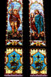 San Fernando Cathedral stained glass windows of Sts Michael & Raphael. San Antonio, TX.