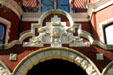 Moody Mansion carved lion over front entrance. Galveston, TX.