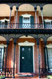Ashton Villa iron balconies over front door. Galveston, TX.