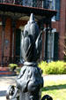 Ashton Villa iron fence post with cast ears of corn. Galveston, TX.