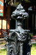 Ashton Villa iron fence post with cast grain, sun flowers & bounty harvest. Galveston, TX.
