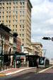 Metro streetcar in front of. Houston, TX.