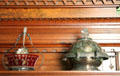 Jam bowl & silver covered bowl in Yates House at Sam Houston Park. Houston, TX.
