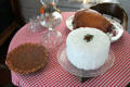 Food replicas on kitchen table in Yates House at Sam Houston Park. Houston, TX.