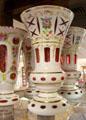 Bohemian cut glass colored beakers at Czech Cultural Center. Houston, TX.