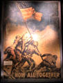 Autographed War Loan poster showing Americans raising flag on Iwo Jima at National Museum of the Pacific War. Fredericksburg, TX.