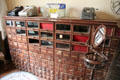 Hardware stock cabinet & adding machines at Capt. Charles Schreiner Mansion. Kerrville, TX.