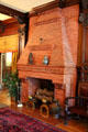 "Elizabethan" style fireplace in central hall at McFaddin-Ward House. Beaumont, TX.