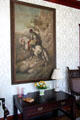 Painting of horseman painted on chenille canvas at Chambers House Museum. Beaumont, TX.