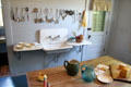 Kitchen with original implements & sink with supported counters at Chambers House Museum. Beaumont, TX.
