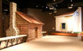 Log House & Norwegian Rock House in Texas Lifeways Room at Mayborn Museum. Waco, TX.