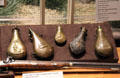 Metal powder flask collection at Texas Ranger Hall of Fame and Museum. Waco, TX.
