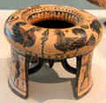 Ceramic Boeotian Greek Kothon, black-figure tripod at Dallas Museum of Art. Dallas, TX.